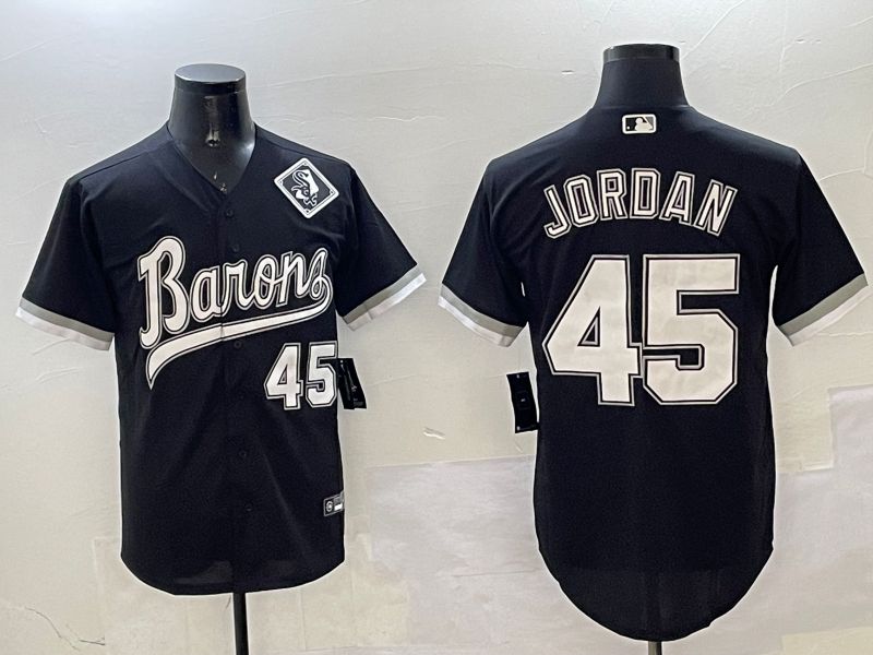 Men Chicago White Sox #45 Jordan Black Throwback Game 2025 Nike MLB Jersey style 3->chicago white sox->MLB Jersey